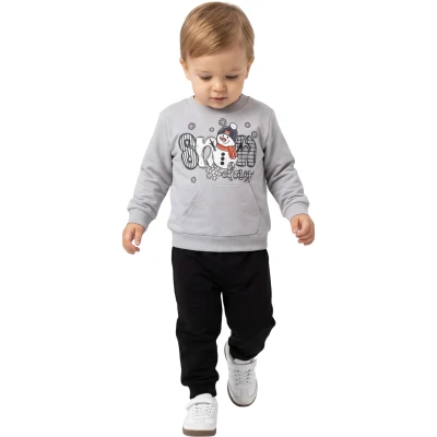 SNOW DAY BASKILI KANGURU CEPLİ MEVSİMLİK ERKEK BEBE TAKIMI 12 Ay,2Y,3Y,4Y Erkek