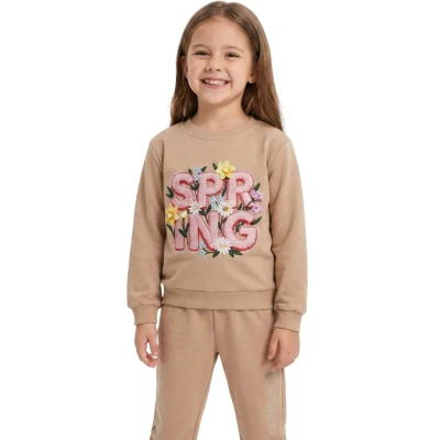 SPRİNG NAKIŞ GÖRÜNÜMLÜ KIZ ÇOCUK İKİLİ TAKIM 2Y,3Y,4Y,5Y,6Y,7Y,8Y Kız