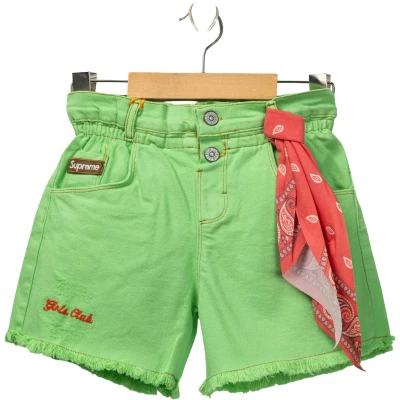SUPREME DERİ ETİKETLİ RENKLİ ŞORT 3Y,4Y,5Y,6Y Kız