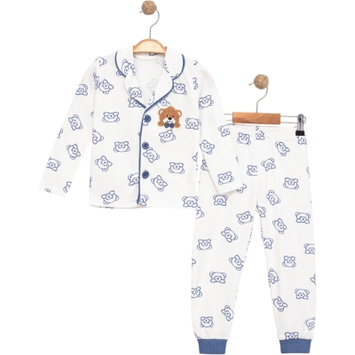 SÜZENELİ AYICIKLI YAKALI PIJAMA TAKIM  4Y,5Y,6Y Erkek