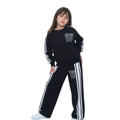 TAŞ BASKI DETAYLI ŞERİTLİ TAKIM 4Y,5Y,6Y,7Y,8Y Kız