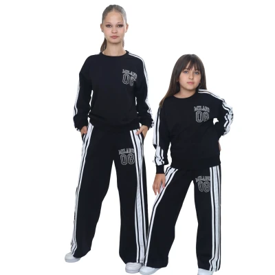 TAŞLI BASKI DETAYLI ŞERİTLİ TAKIM 8Y,10Y,12Y,14Y,16Y Kız