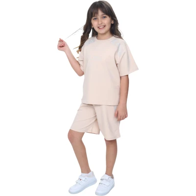 TAŞLI ÇOCUK ŞORT TAKIM 4Y,5Y,6Y,7Y,8Y Kız
