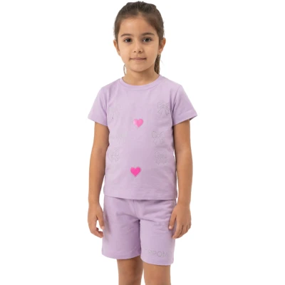 TAŞLI KALPLİ BASKILI KIZ ÇOCUK İKİLİ TAKIM 2Y,3Y,4Y,5Y,6Y Kız