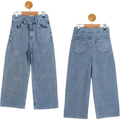 TAŞLI KIZ KOT PANTOLON  6Y,7Y,8Y,9Y,10Y Kız