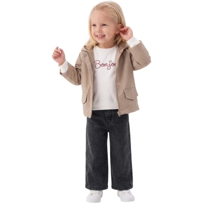 TAŞLI YAĞMURLUKLU KIZ ÜÇLÜ TAKIM 2Y,3Y,4Y,5Y Kız