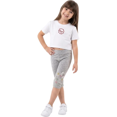 TAVŞAN BASKI ÇOCUK KAPRİ  5Y,6Y,7Y,8Y,9Y Kız
