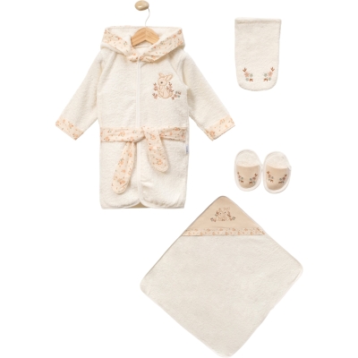 TAVŞAN NAKIŞLI BORNOZ SET 18 Ay,2Y,3Y,4Y Kız