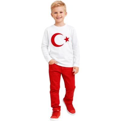 TÜRK BAYRAĞI BASKILI UZUN KOL SWEAT 6Y,7Y,8Y,9Y Uni