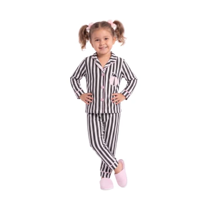UĞURBÖCEĞİ SÜZENELİ TERLİKLİ YAKALI PİJAMA TAKIM  12 Ay,2Y,3Y Kız