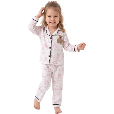 VİLLAGE KIZ YAKALI PİJAMA TAKIM  4Y,5Y,6Y Kız