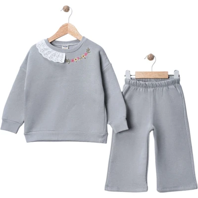 YAKASI DANTELLİ NAKIŞLI İKİLİ TAKIM 12 Ay,2Y,3Y,4Y Kız
