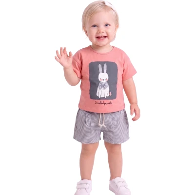 YAZLIK TAVŞANLI FİYONKLU ŞORTLU TAKIM 6 Ay,9 Ay,12 Ay,18 Ay Kız