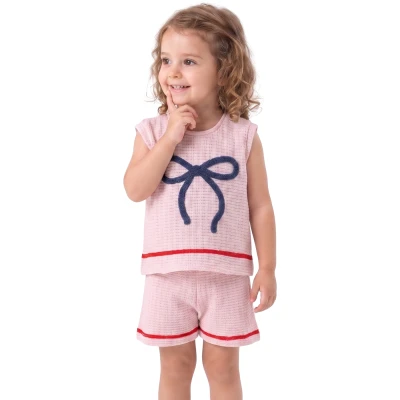 YAZLIK TRİKO ÖRME ŞORTLU TAKIM 12 Ay,2Y,3Y,4Y Kız