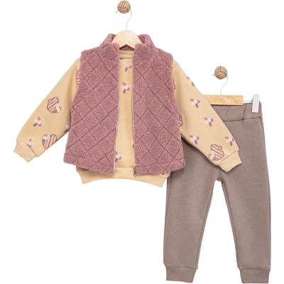 YELEKLİ 3 LÜ ÜÇ İP KIZ TAKIM 2Y,3Y,4Y,5Y Kız