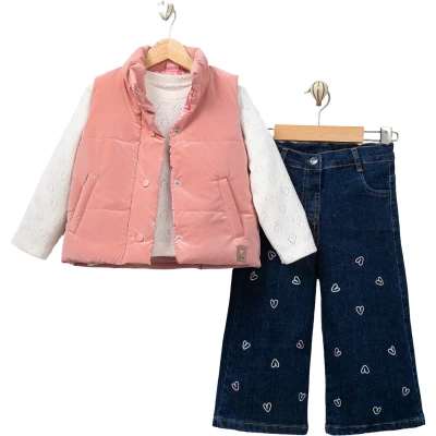 YELEKLİ TRİKOLU ÜÇLÜ TAKIM 2Y,3Y,4Y,5Y Kız