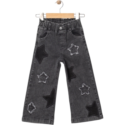 YILDIZ NAKIŞ SİYAH KOT PANTOLON  2Y,3Y,4Y,5Y Kız