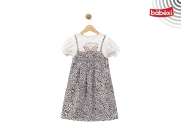 8 Yaş Leopar Desen Elbise Tshirt Takım 5Y,6Y,7Y,8Y Kız