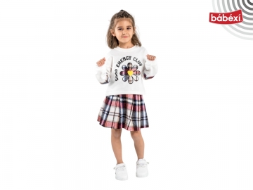 Papatya Nakışlı Ekose Etekli Takım 5Y,6Y,7Y,8Y Kız