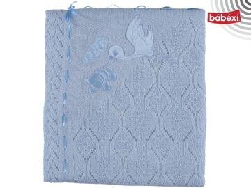 TRİKO ELYAFLI LEYLEKLİ BEBE BATTANİYE 80*95 CM